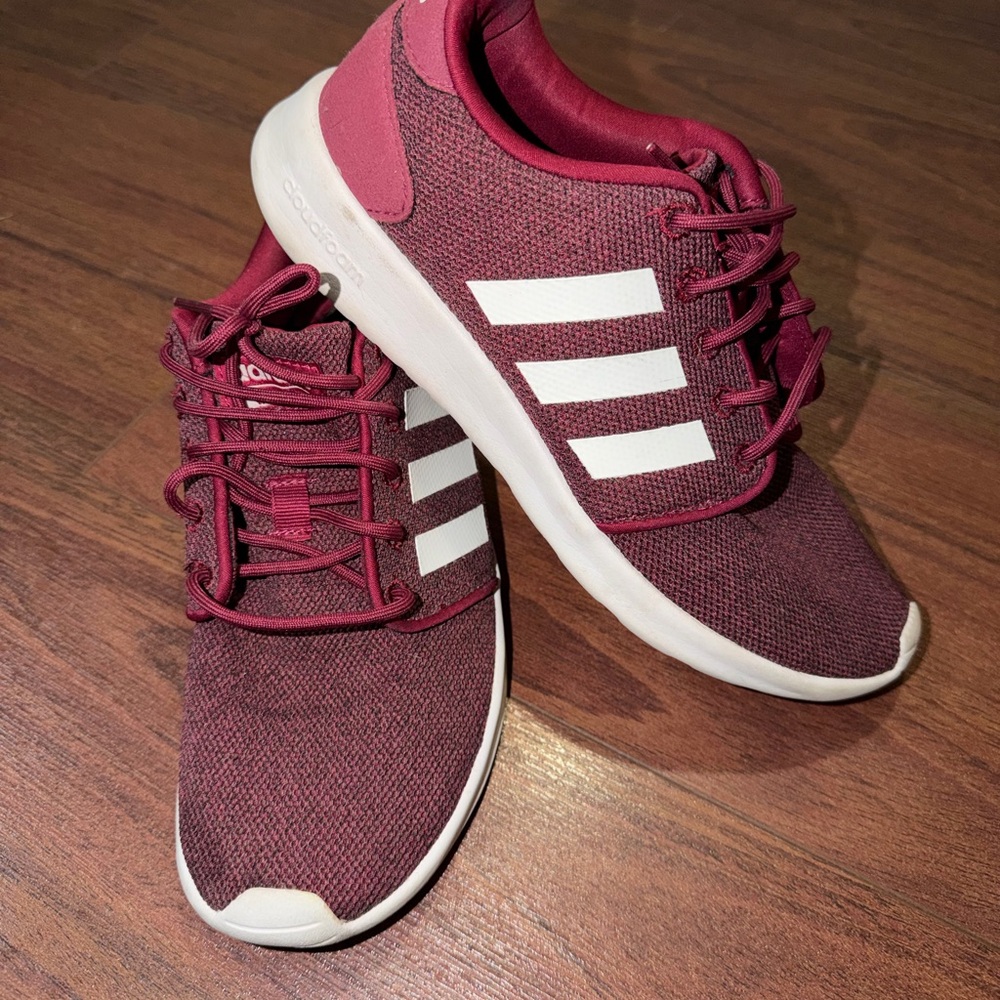 Adidas Women's Maroon and White Sneakers